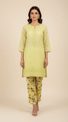 Chikankari Shirt With Printed Trouser 2pc Lawn Suit